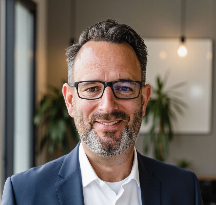 Mann mit Brille in hellem Umfeld